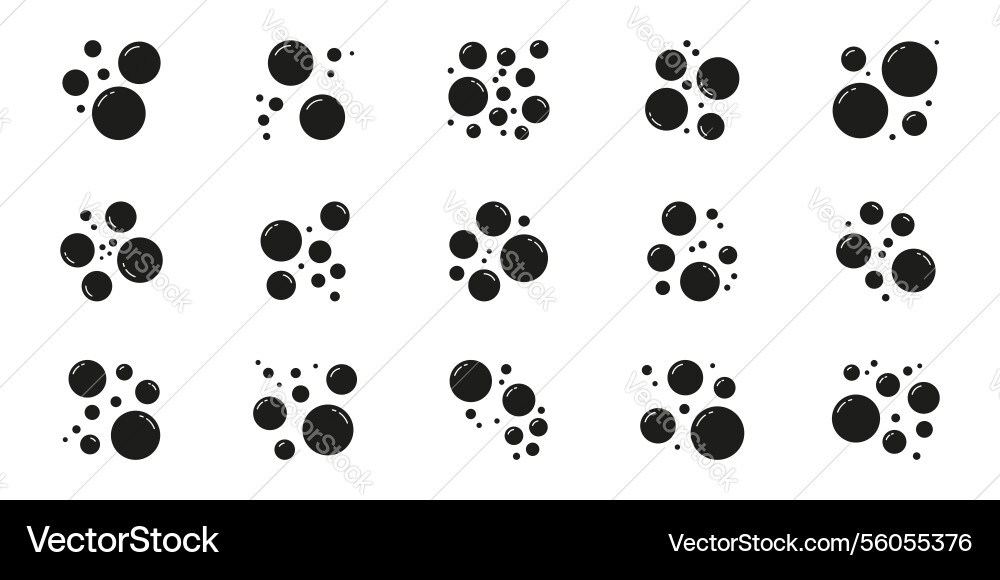 Soap bubbles solid icon cluster of various sized Vector Image