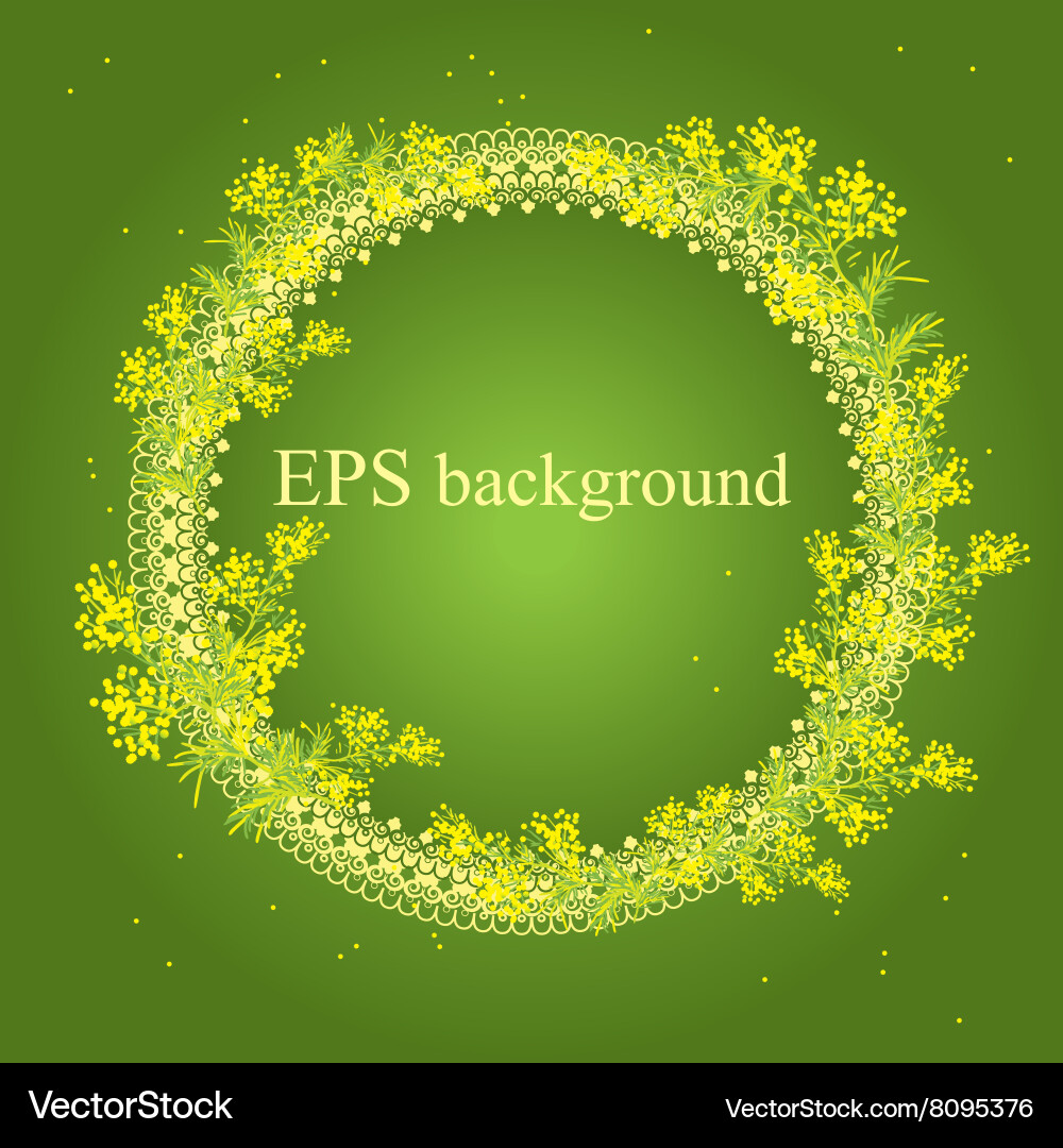 Spring background with frame from sprig of mimosa Vector Image