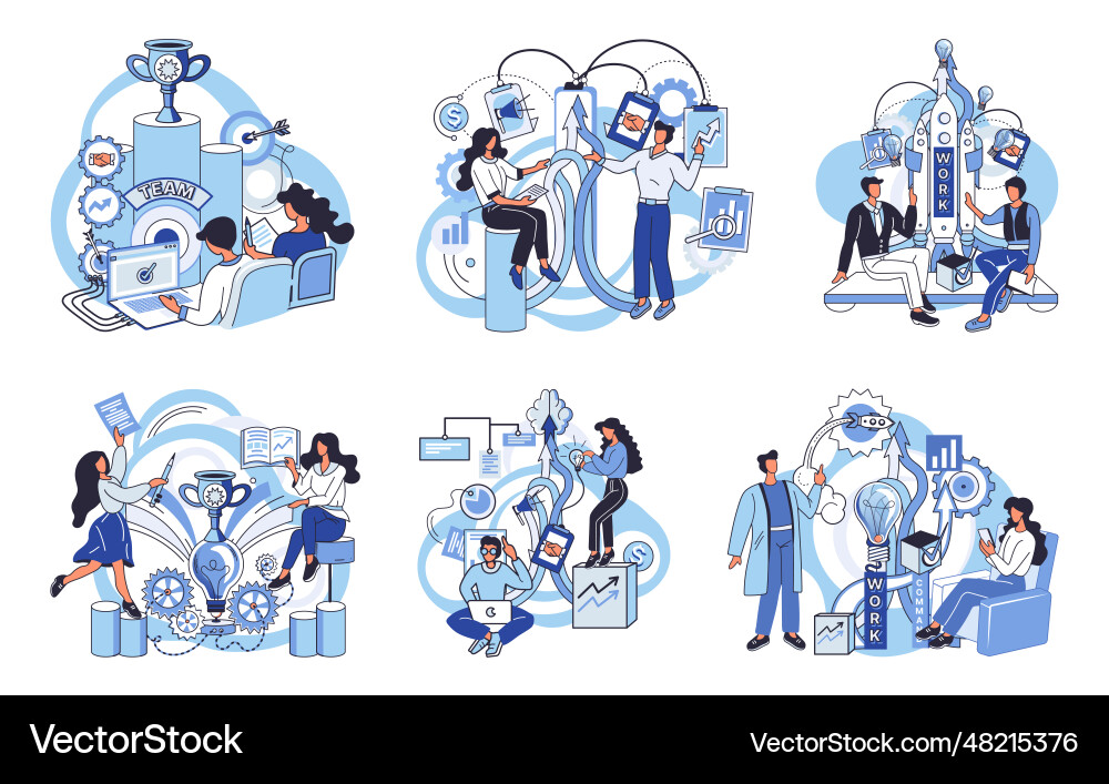 Team solving problems human resource development Vector Image