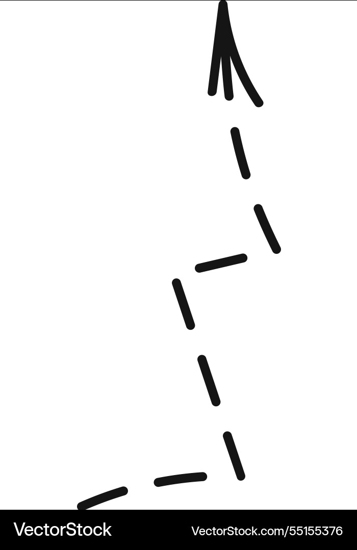 Zigzag dashed arrow indicating upward vector image