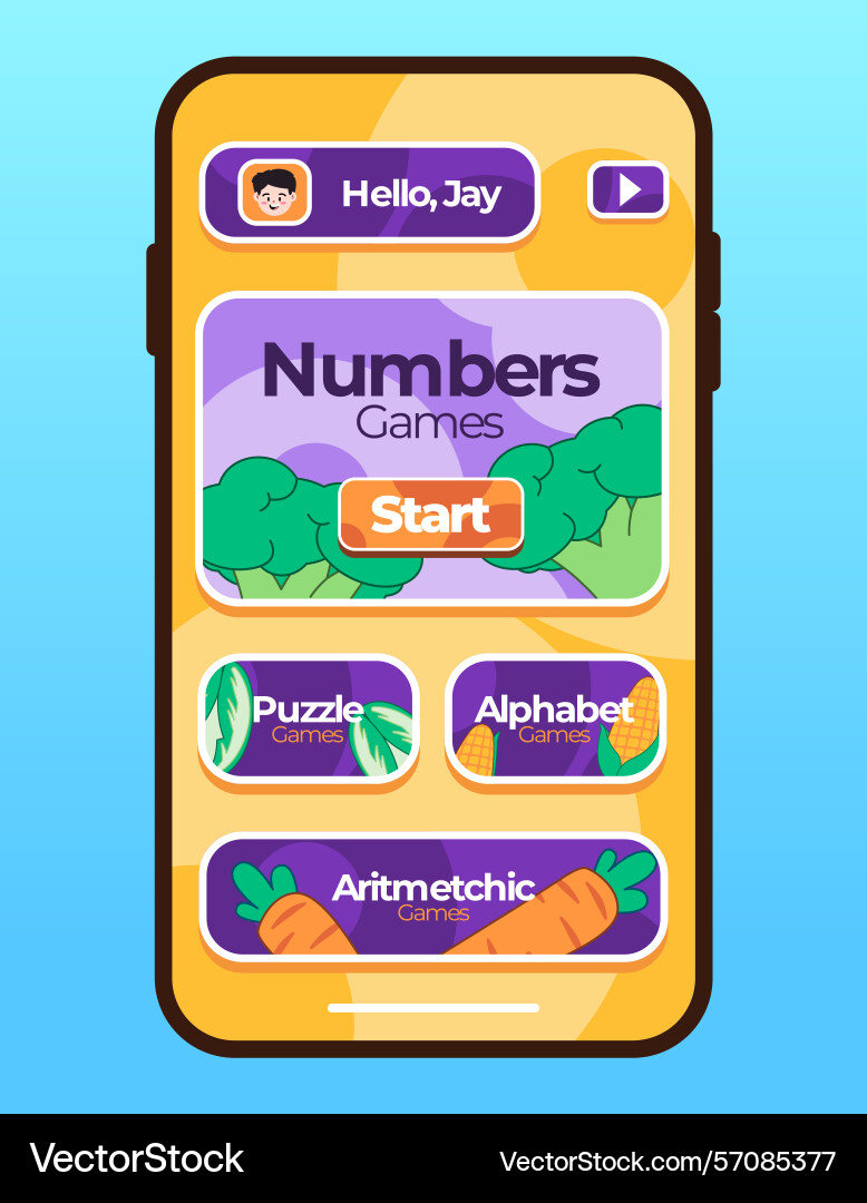 Apps games selection button number math mobile vector image