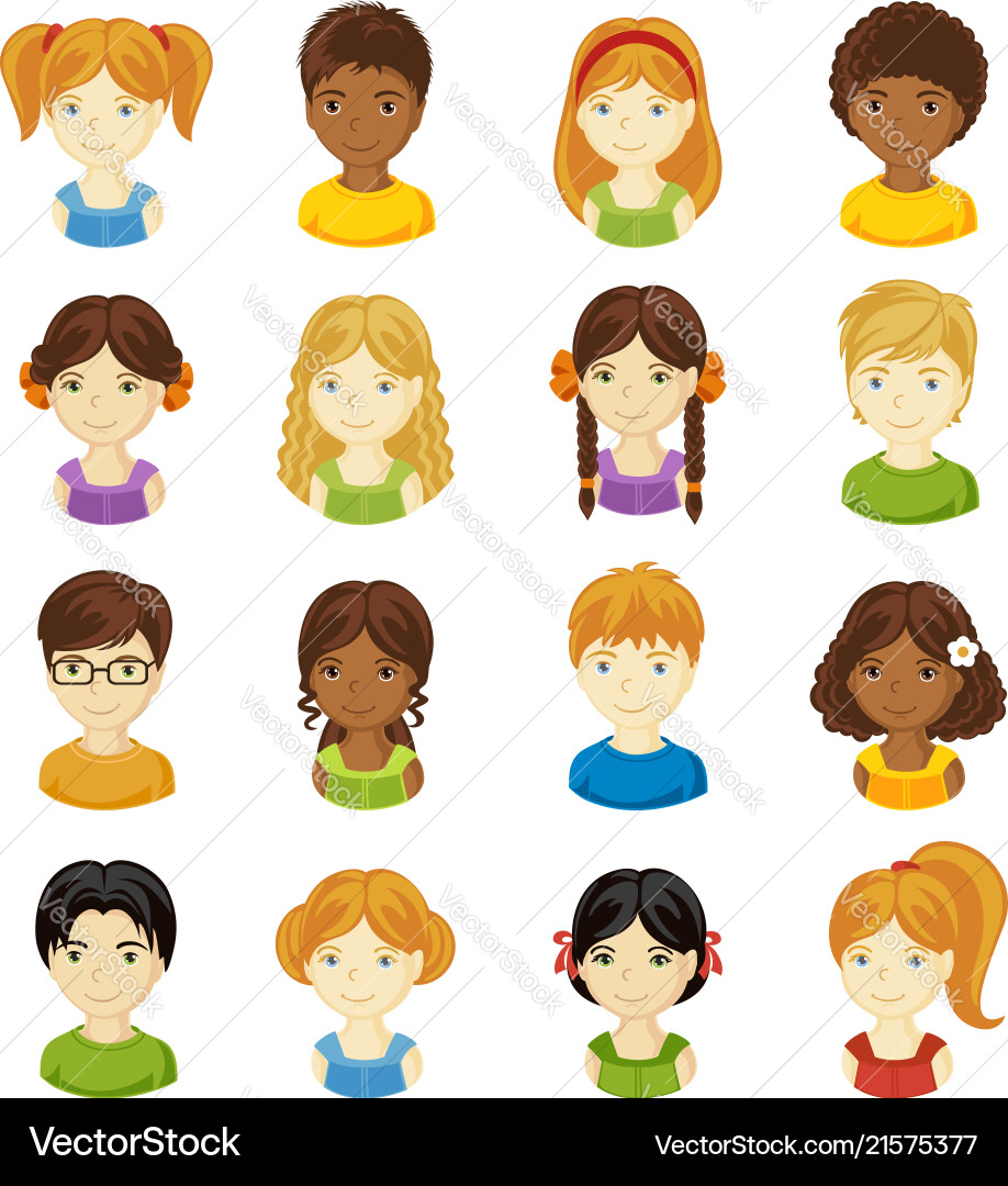 Children faces set Children faces set vector image