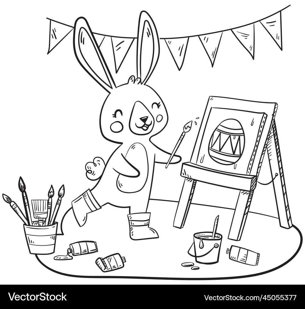 Easter bunny egg coloring page Easter bunny egg coloring page vector image