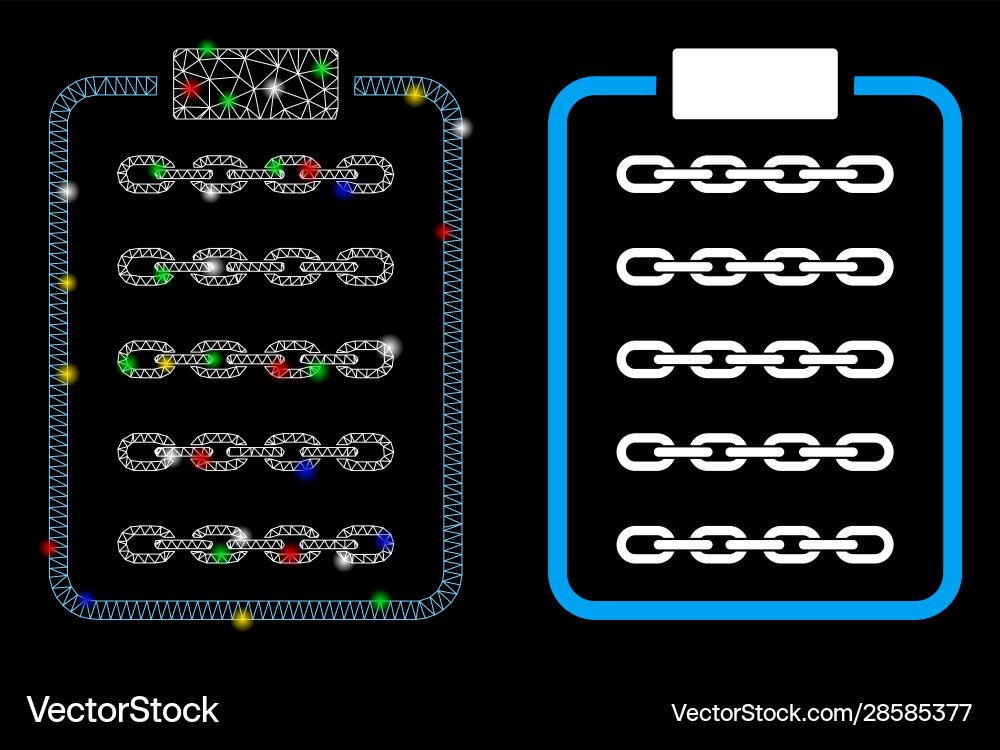 Glossy mesh wire frame blockchain list page icon Vector Image