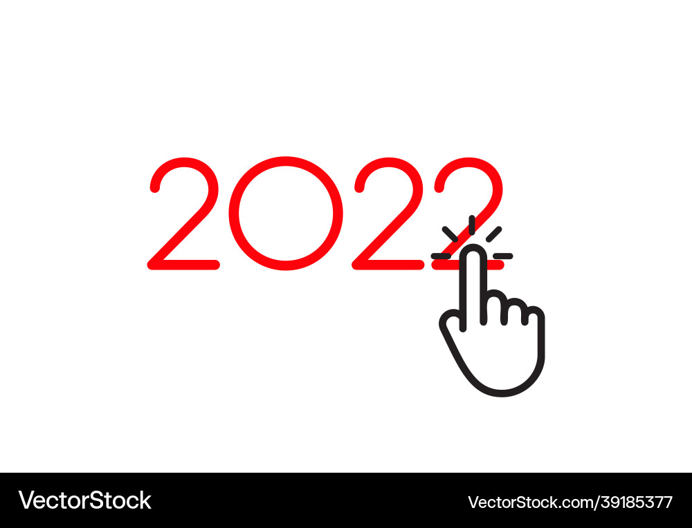 Happy 2022 new year mouse click on button Happy 2022 new year mouse click on button vector image