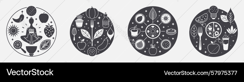 Intuitive eating template design set four circle Vector Image