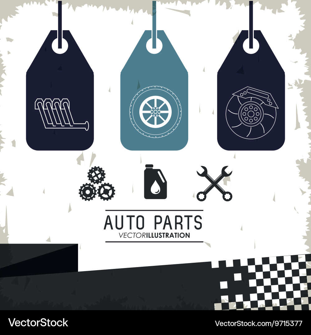 Labels icon set auto part design graphic Vector Image