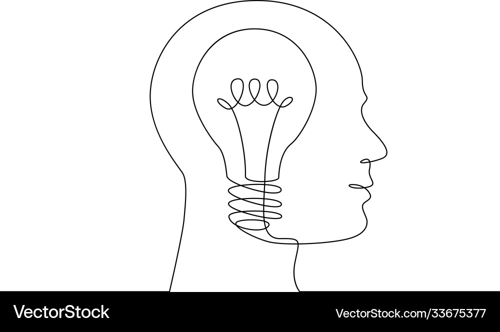 Lightbulb Idea Symbol – Continuous Line vector image