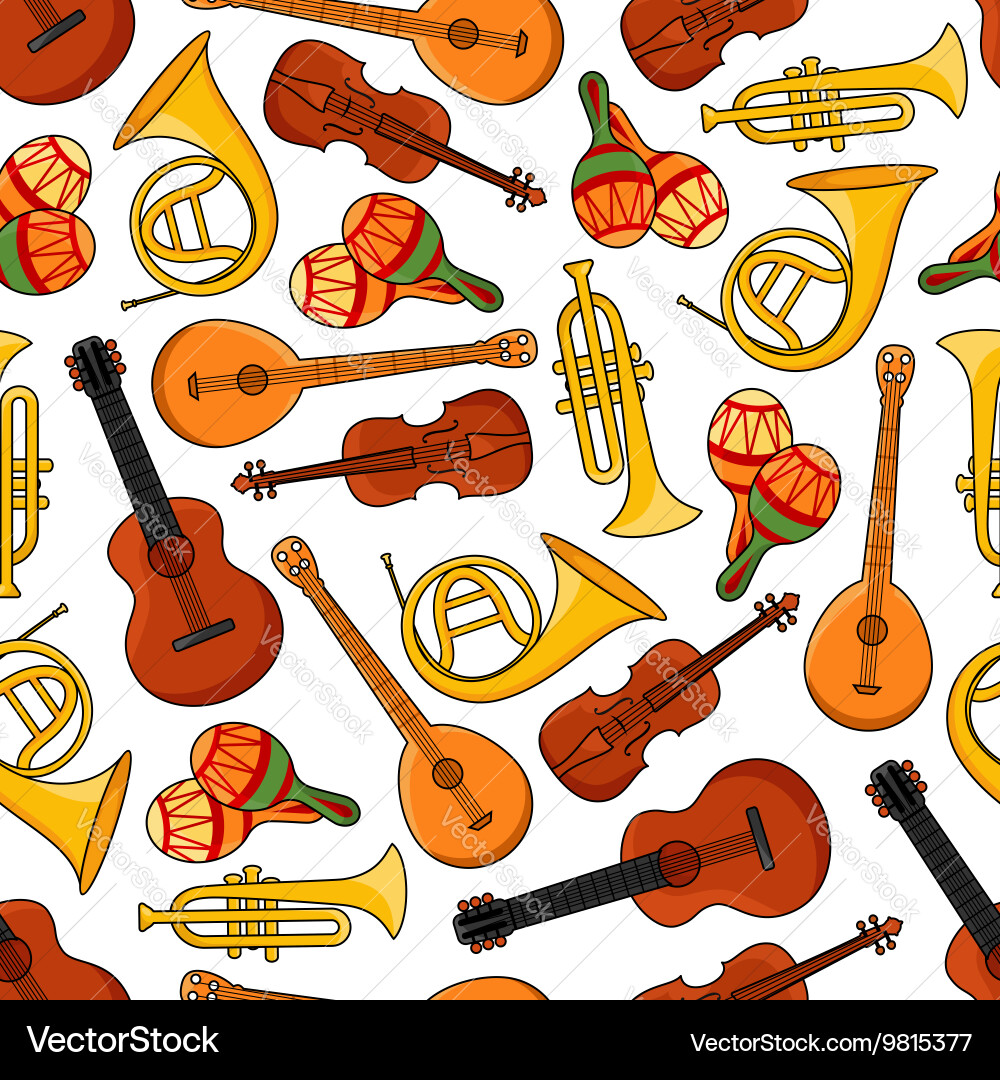 Music Instruments Seamless Pattern vector image
