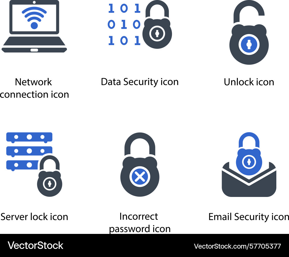 Network connection data security unlock server vector image