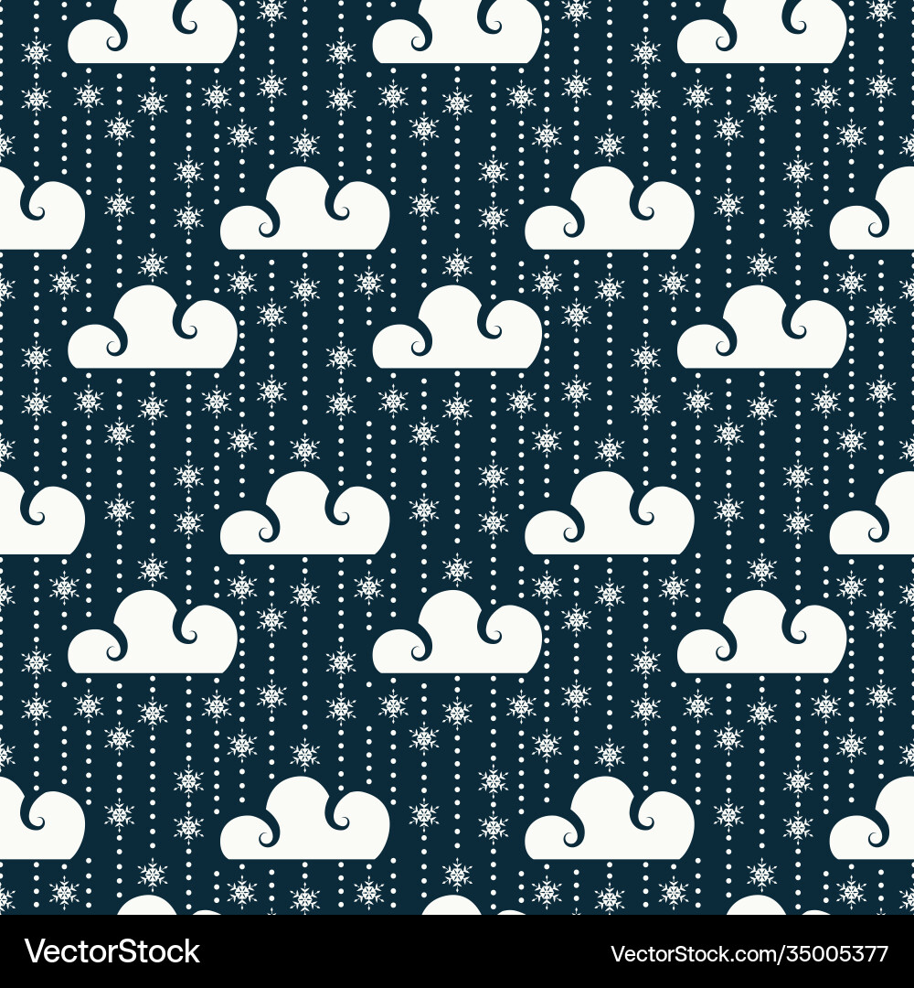 Seamless pattern with clouds and snowflakes Seamless pattern with clouds and snowflakes vector image