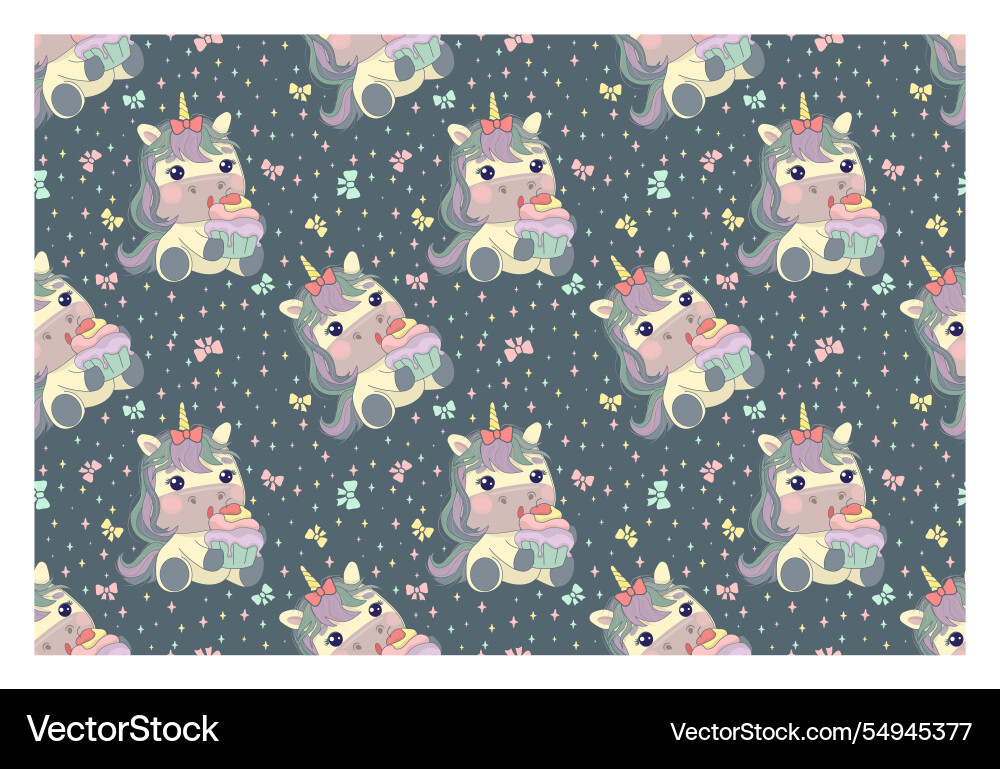 Seamless repeating pattern with adorable unicorns Seamless repeating pattern with adorable unicorns Vector Image