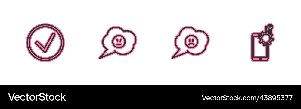 Set line check mark in circle speech bubble Vector Image