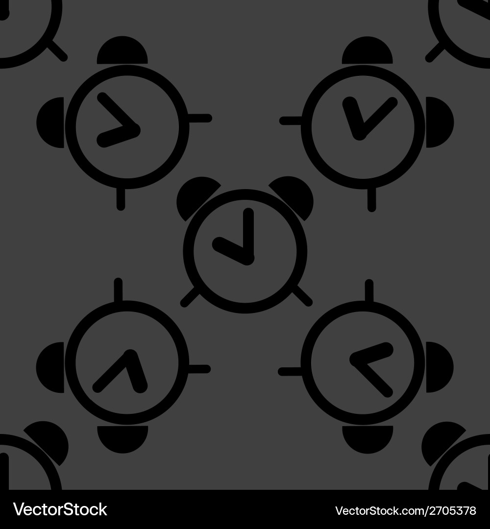 Alarm clock web icon flat design seamless pattern Vector Image