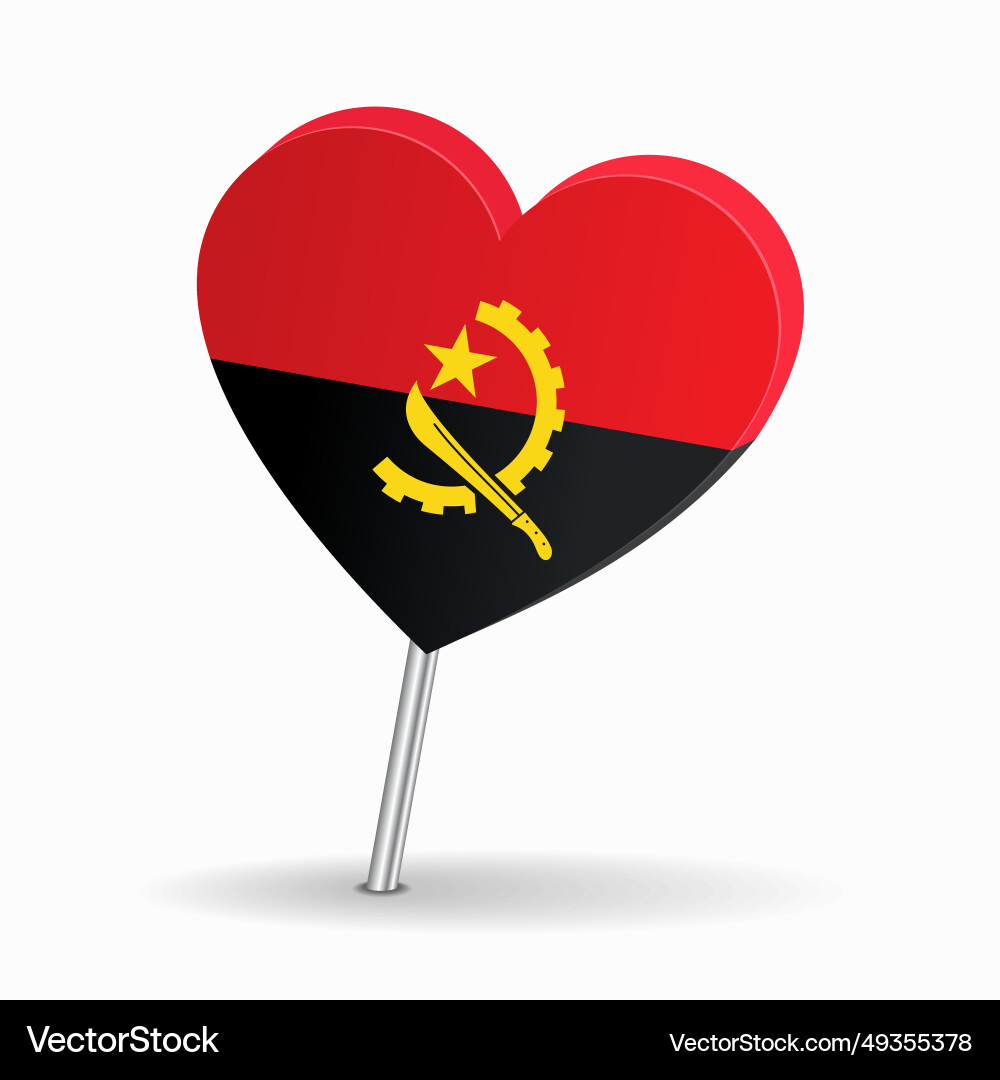 Angolan flag heart-shaped map pointer layout Angolan flag heart-shaped map pointer layout vector image
