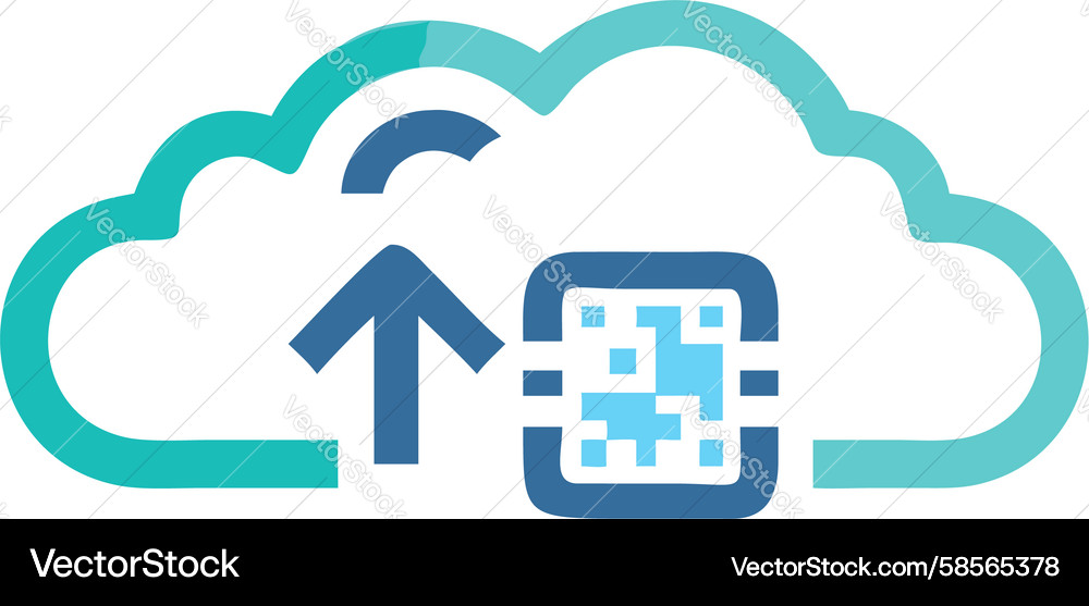 Cloud Upload with QR Code Vector Image