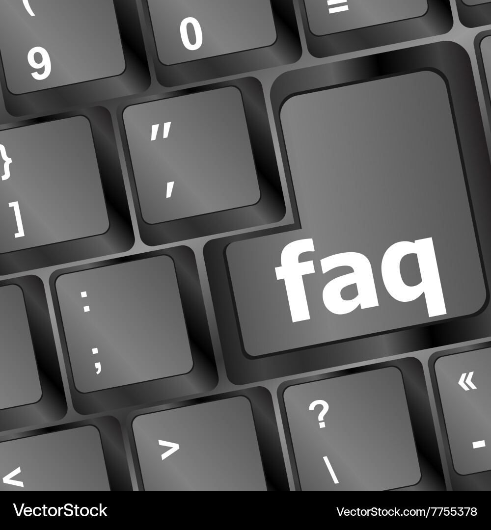 Computer keyboard with red key faq closeup Vector Image