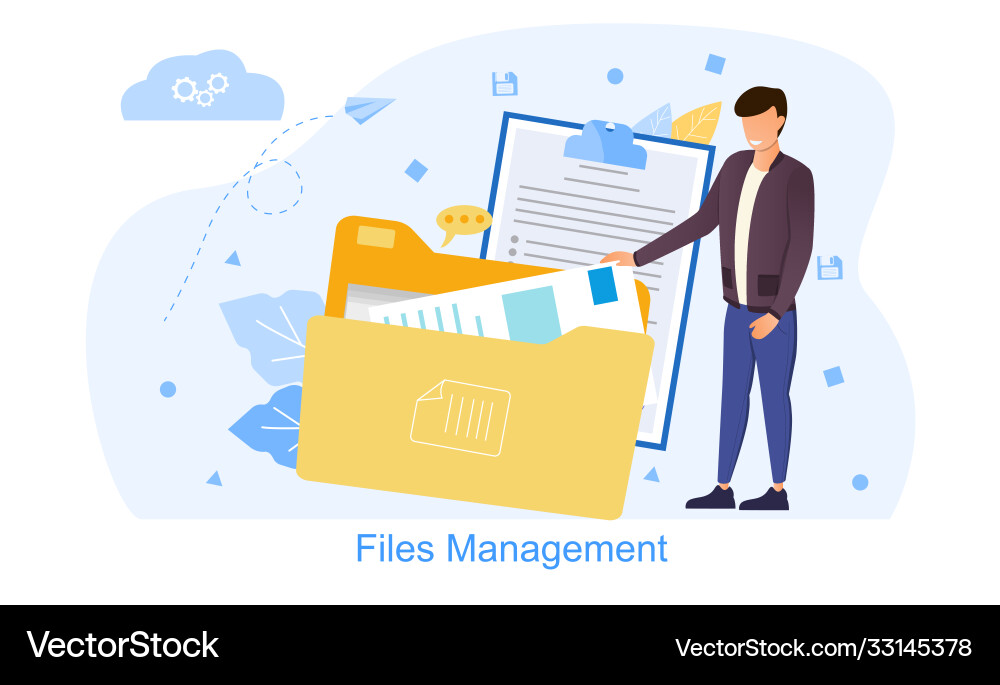 Files & Documents Management Vector Image