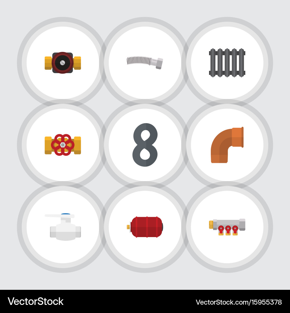 Flat icon sanitary set of container pipework Vector Image