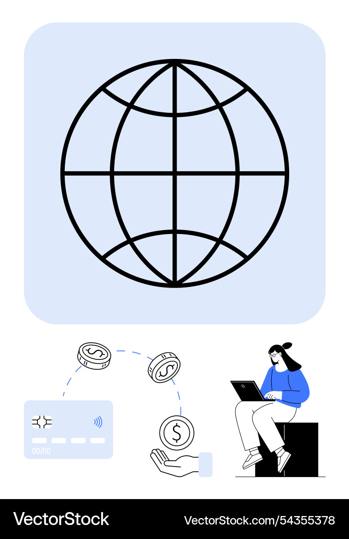 Globale Finanztransaktionen mit digital Globale Finanztransaktionen mit digital vektorbild