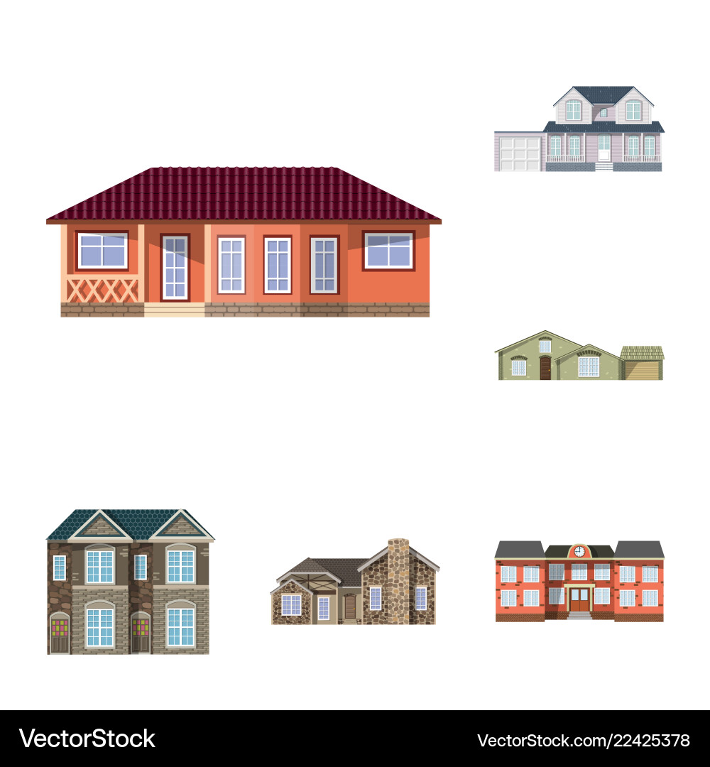 Isolated object of building and front symbol set Isolated object of building and front symbol set Vector Image