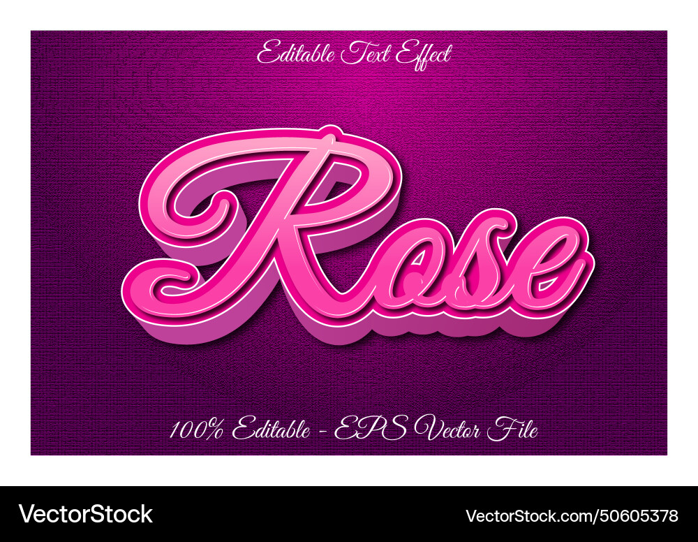 Rose editable text effect 3d emboss style design Rose editable text effect 3d emboss style design vector image