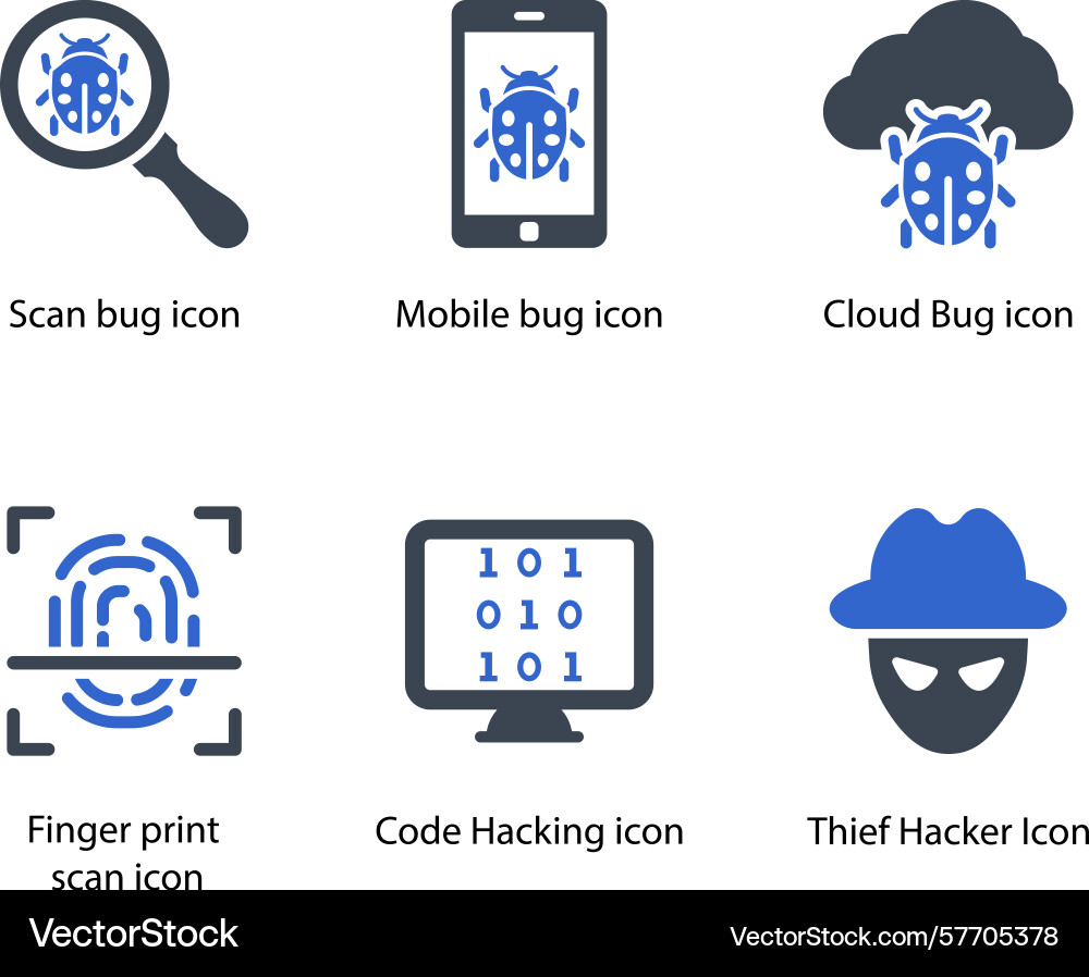 Scan bug mobile cloud finger print vector image