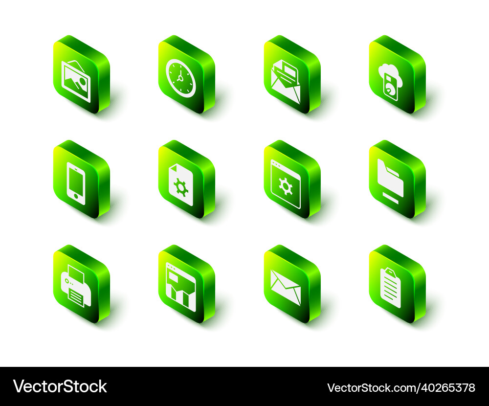 Set clock mail and e-mail cloud database Vector Image