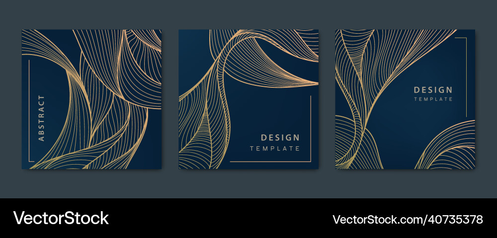 Set of abstract luxury golden square cards vector image