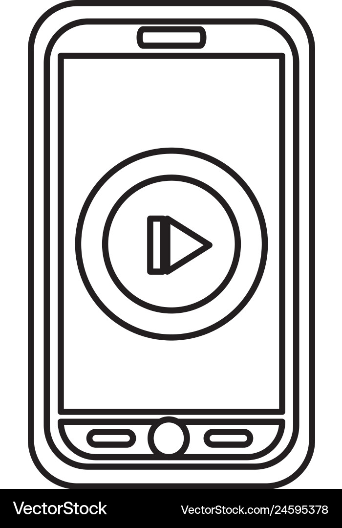 Smartphone device with media player button Smartphone device with media player button Vector Image