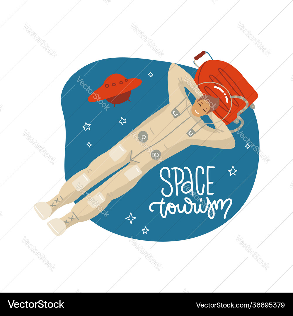 Astronaut lying and resting in outer space Astronaut lying and resting in outer space Vector Image