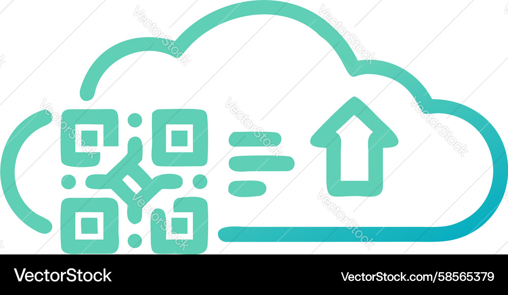 Cloud Data Sync with QR Code Vector Image
