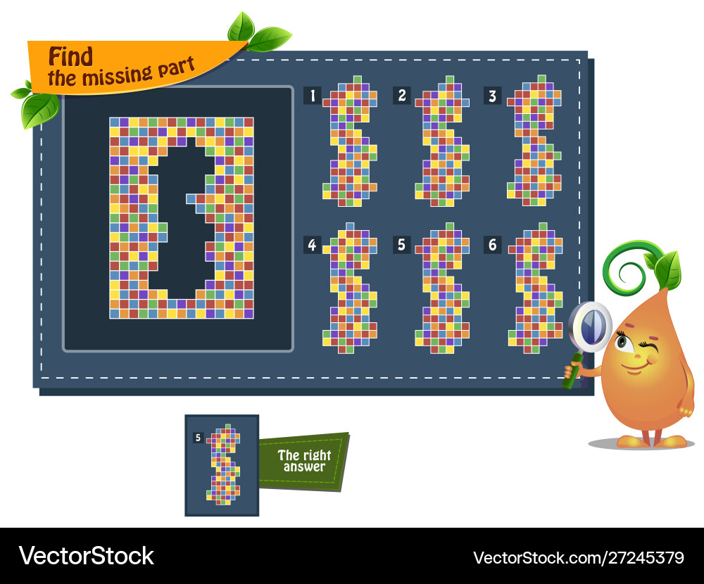 Find missing part squares Vector Image