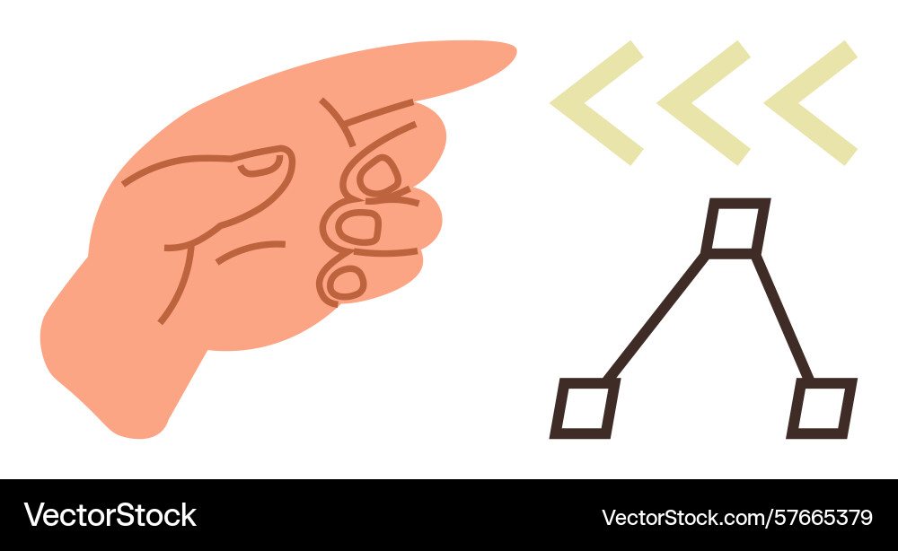 Hand pointing with arrows and flowchart nodes Hand pointing with arrows and flowchart nodes vector image