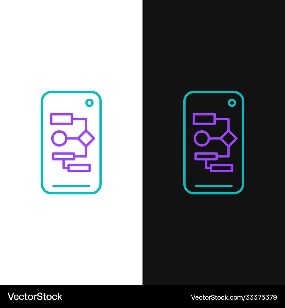 Line algorithm icon isolated on white and black Line algorithm icon isolated on white and black Vector Image