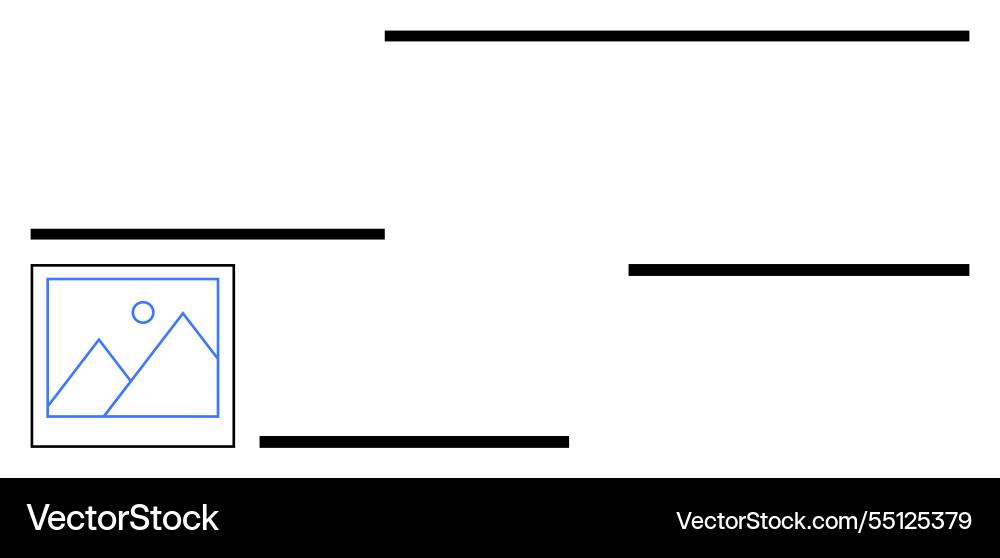Minimalist wireframe layout with placeholder image Minimalist wireframe layout with placeholder image Vector Image