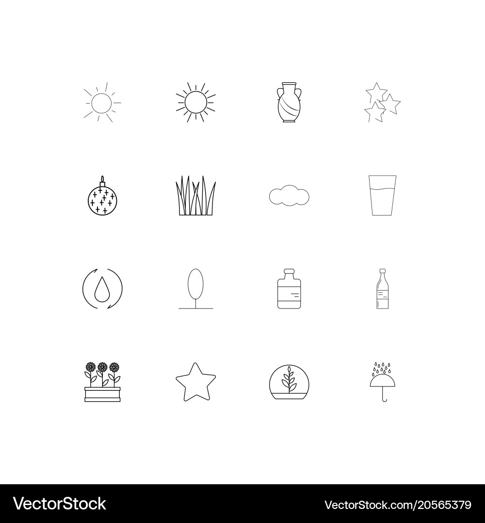 Nature simple linear icons set outlined Vector Image