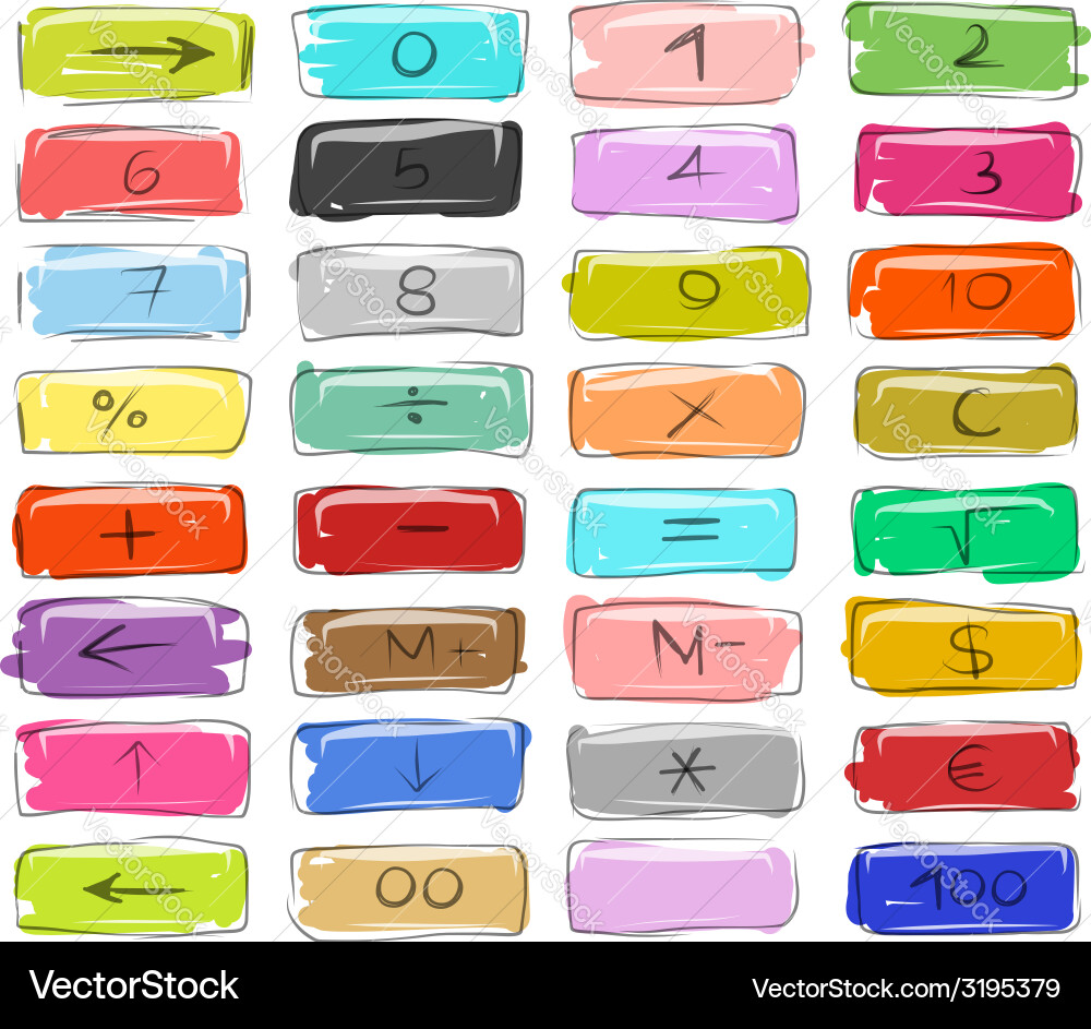 Numbers on buttons sketch for your design Vector Image