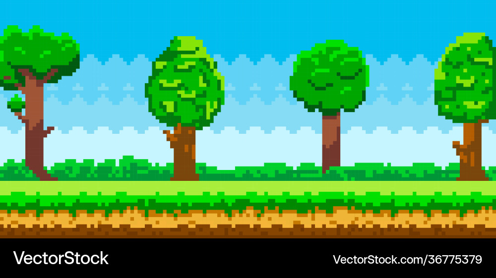 Pixel-game background pixel art game scene Vector Image