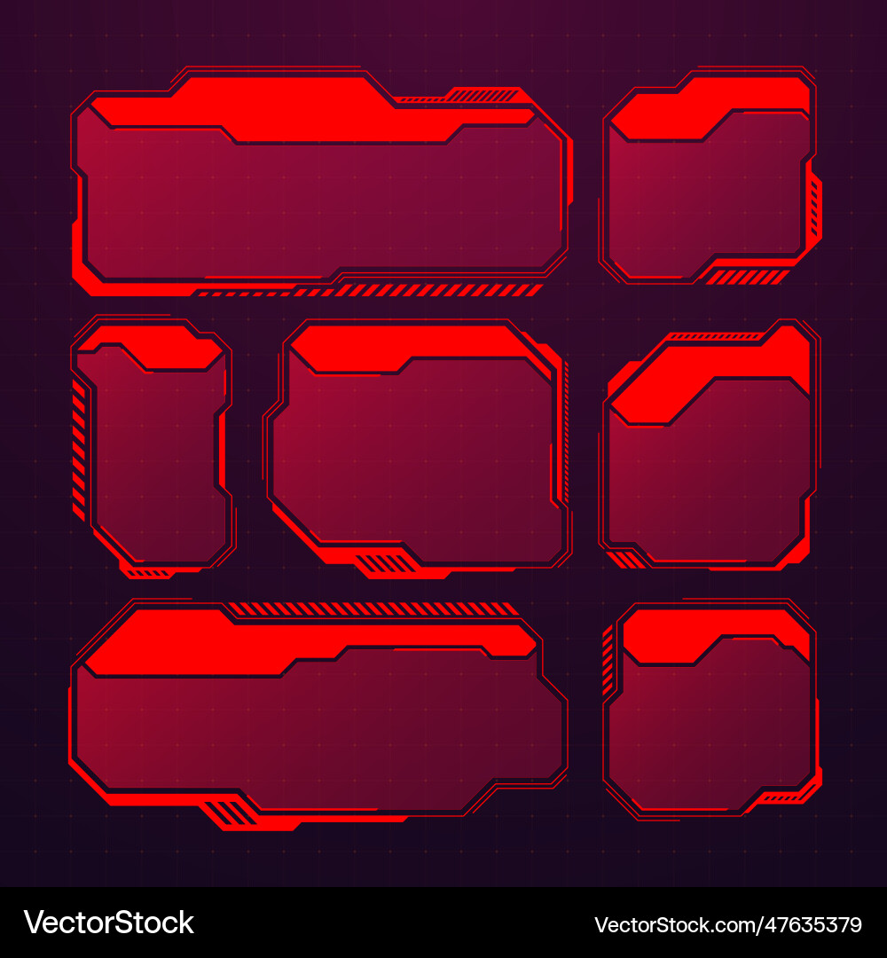 Red futuristic hud or ui elements sci-fi user Vector Image