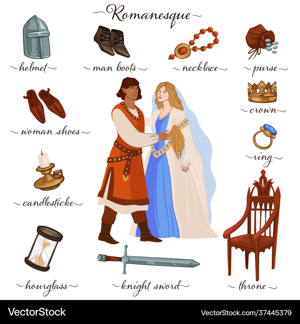 Romanische Paar und Dekoration Kultur benutzerdefinierte Romanische Paar und Dekoration Kultur benutzerdefinierte vektorbild