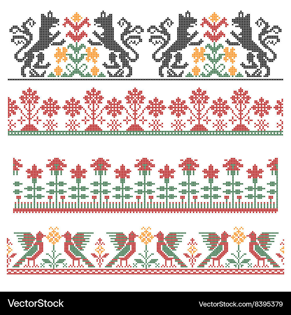 Ukrainian Embroidery Border Vector Image