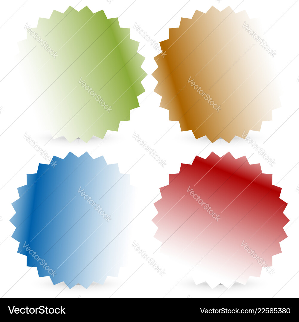 Bright colorful button badge shapes with shadow Vector Image
