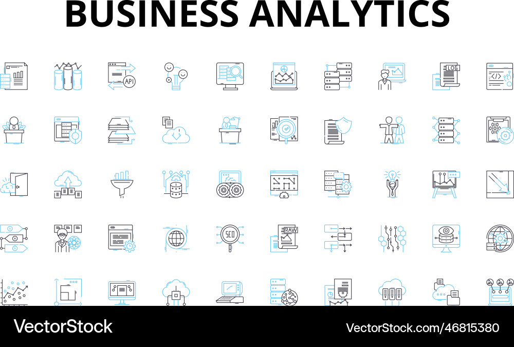 Business analytics linear icons set data-driven Vector Image