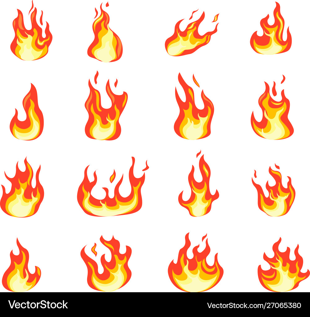 Cartoon Fire Flames - Comic Style Vector Image