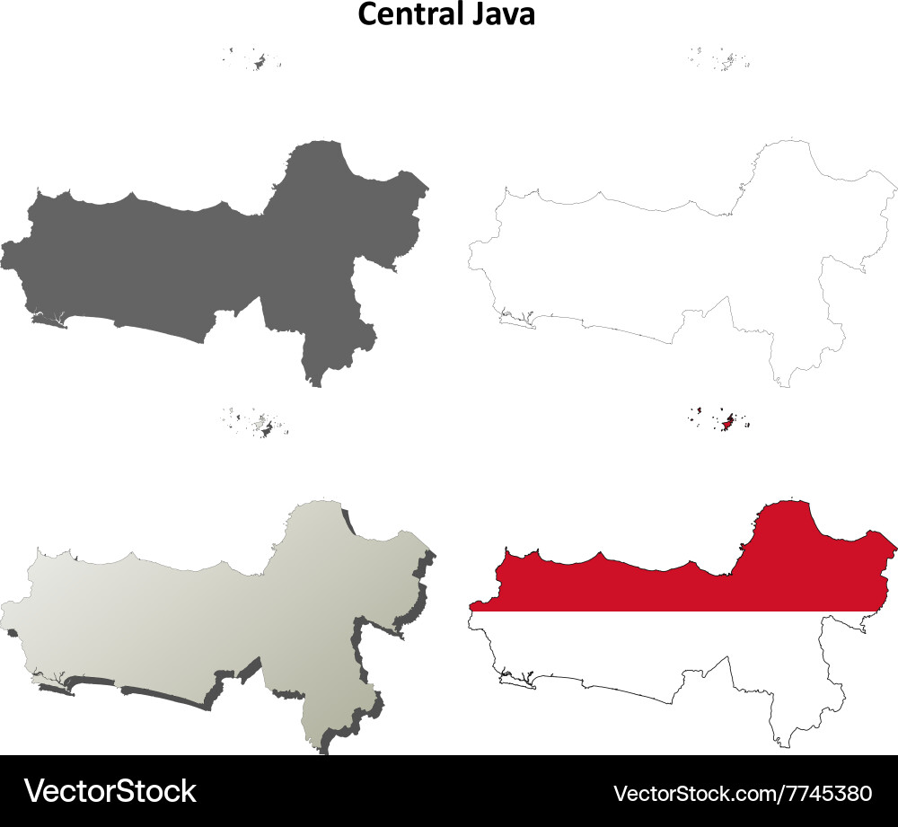 Central java blank outline map set Vector Image