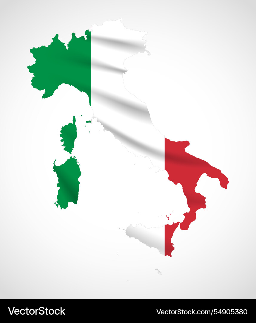 Italy map silhouette with national flag design Italy map silhouette with national flag design Vector Image