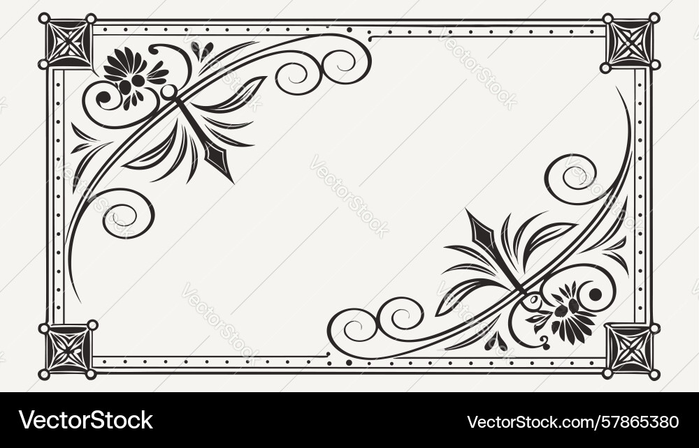 Ornate rectangular frame classic scrollwork Vector Image