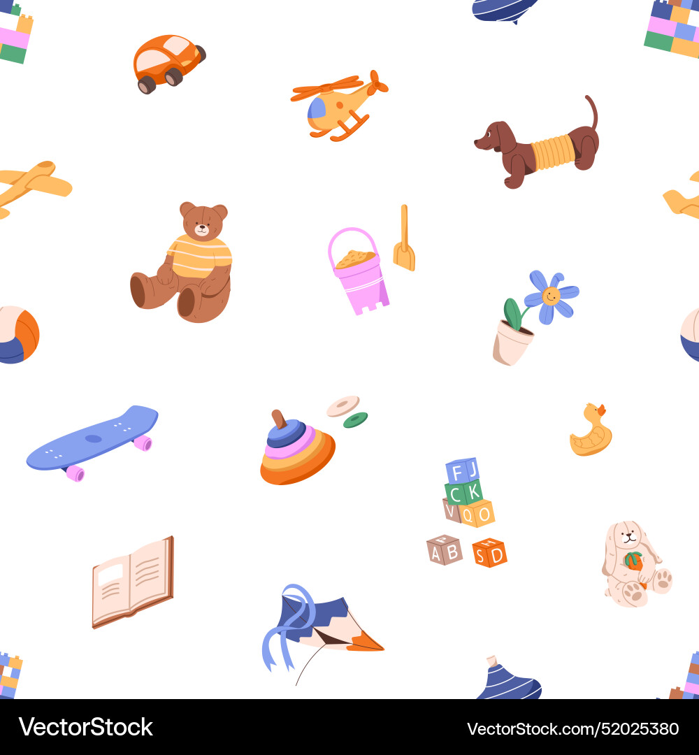 Repeatable pattern of cute baby toys endless Vector Image