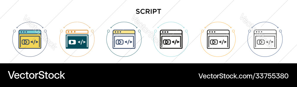 Script icon in filled thin line outline Vector Image
